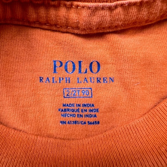 Boys orange Ralph Laurel Polo Tshirt. 2T - Picture 2 of 4